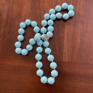 18k white gold sleeping beauty turquoise beads necklace